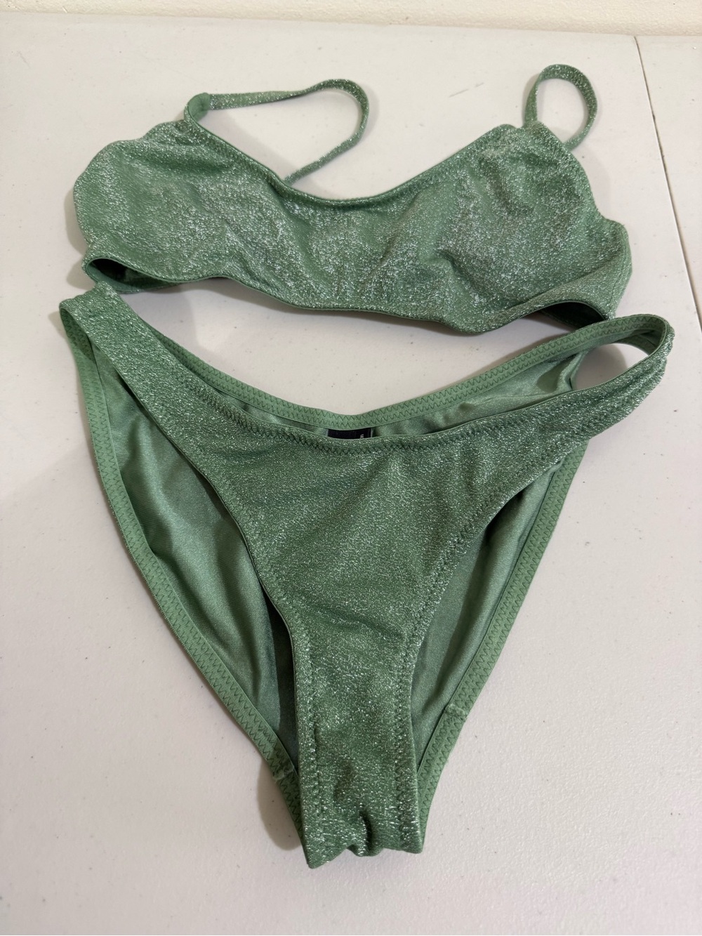 triangl swimwear Shimmery Sage Green Bikini Set